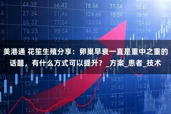 美港通 花笙生殖分享：卵巢早衰一直是重中之重的话题，有什么方式可以提升？_方案_患者_技术